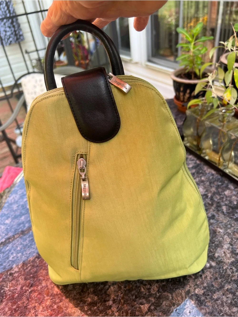 Baggallini Metro Backpack Sling Bag Green Water Resistant Travel